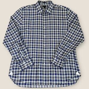J. Crew Ludlow Plaid Long Sleeve Button Up Shirt Men Size XL 2 Ply Cotton Blue